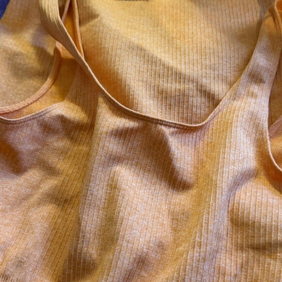 Balance Athletica Women's Orange Linear Ribbed Bodycon Midi Dress Size Small - Picture 3 of 5